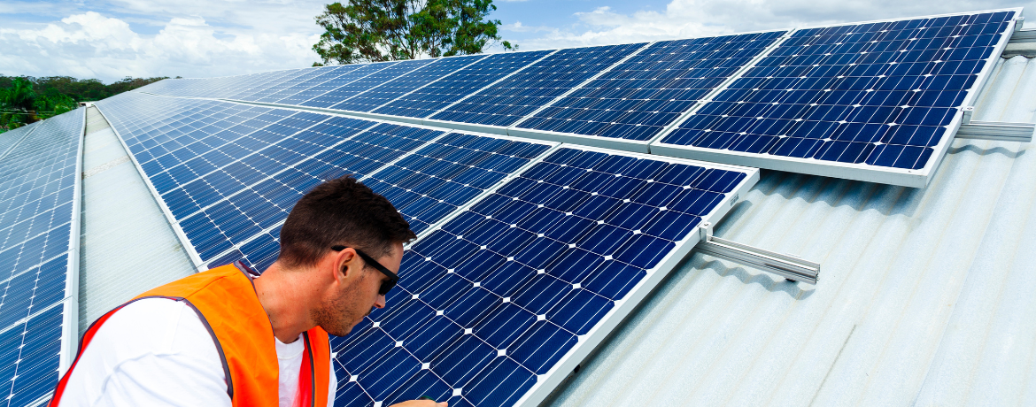 View of Solar photovoltaic installer which is a job of the future